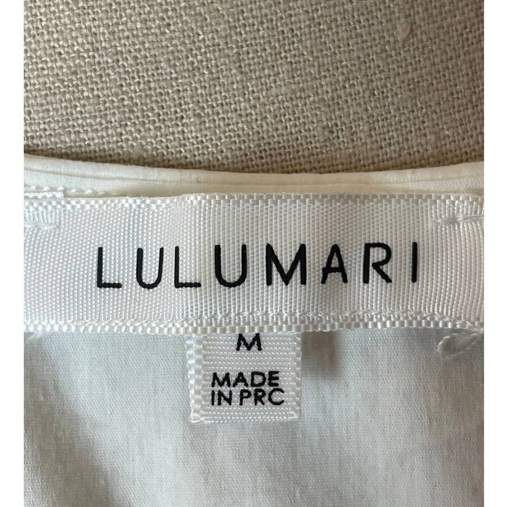 Lulumari White Ruffle Eyelet Short Sleeve Top Women's Size M - Picture 4 of 6